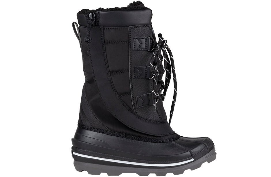 Black BILLY Ice Winter Boots, ideal for diabetic, plantar fasciitis, and bunion needs. Suitable for wide feet and orthotics.