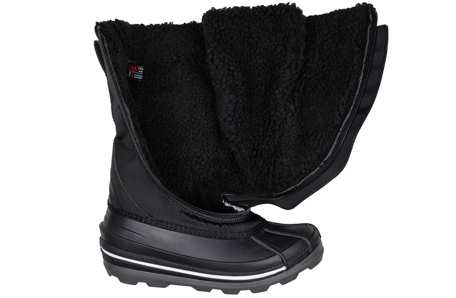 Black BILLY Ice II Winter Boots, insulated for warmth, ideal for diabetes, plantar fasciitis, bunions, and orthotics users.