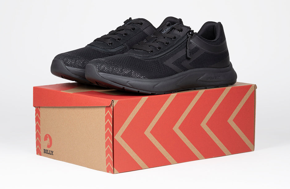 Men's black BILLY Sport Inclusion Too Sneakers for diabetes, plantar fasciitis, wide feet, bunions, orthotics, and wheelchair use.