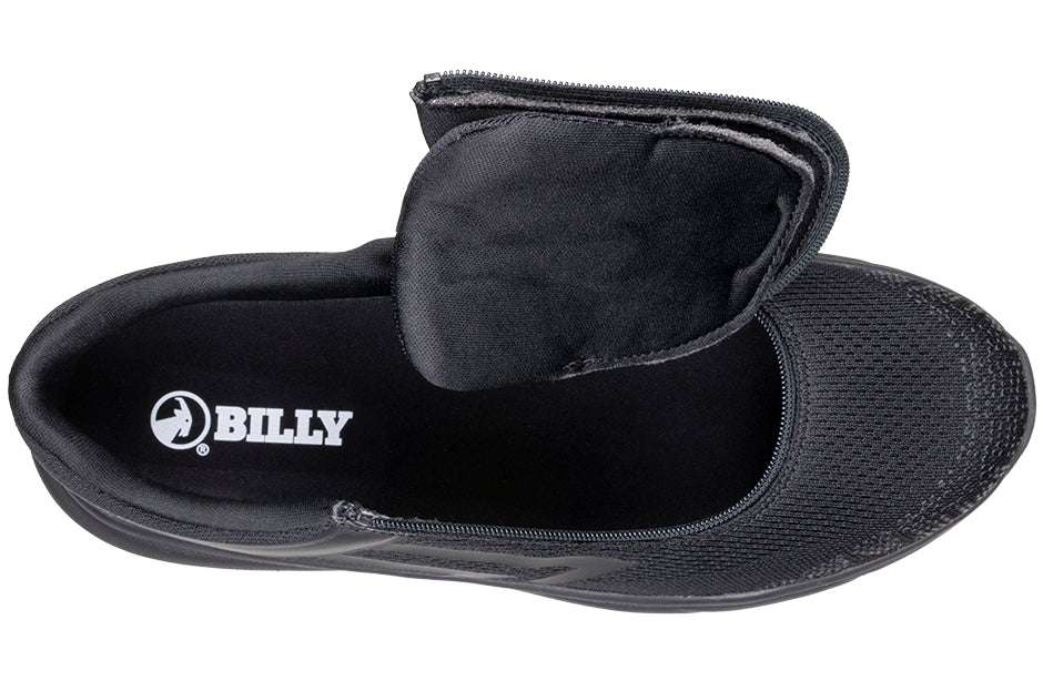 Men's Black Athletic Sneakers with Zipper for Diabetes, Plantar Fasciitis, Bunions, and Wide Feet by BILLY Sport Inclusion