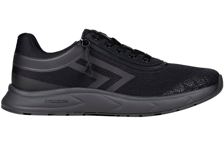 Men's Black BILLY Sport Inclusion Too Sneakers for Diabetes and Plantar Fasciitis, supportive for wide feet and orthotics, with zipper.