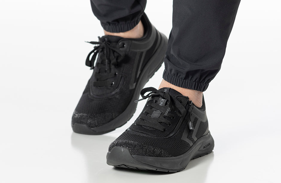 Men's black BILLY Sport Inclusion sneakers for diabetes, plantar fasciitis, bunions, wide feet, orthotics, and wheelchair use.