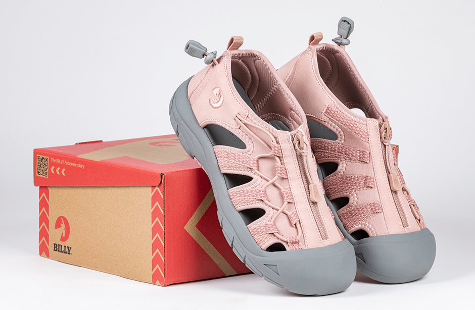Women's Blush BILLY River Sandals with durable faux leather, elastic material, and rubber outsole for diabetes, plantar fasciitis, bunions.
