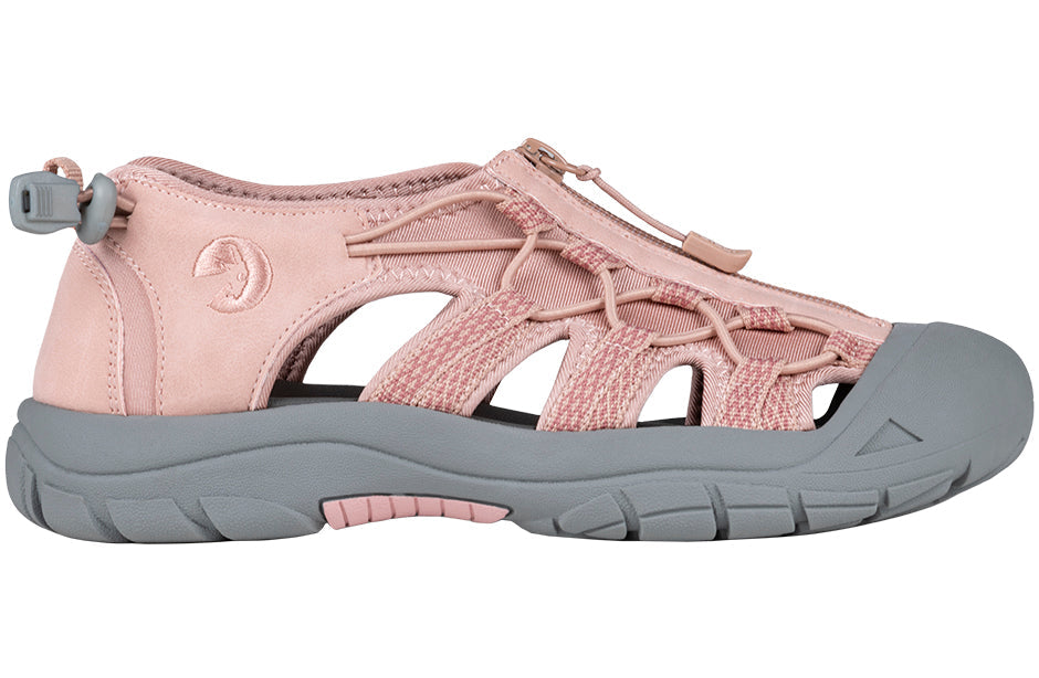Women's Blush BILLY River Sandals, faux leather and elastic, orthopedic shoes for diabetes and plantar fasciitis, side view.