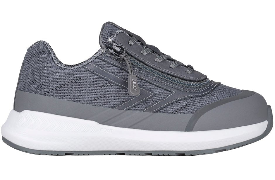 Charcoal BILLY Goat AFO-Friendly Shoe with zipper closure, suitable for diabetes, plantar fasciitis, bunions, and orthotics.