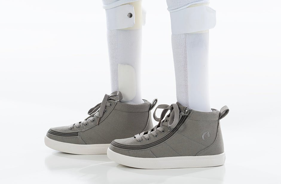 Dark Grey BILLY Classic D|R High Tops, ideal shoes for diabetes, plantar fasciitis, bunions, wide feet, wheelchair use, and orthotics.