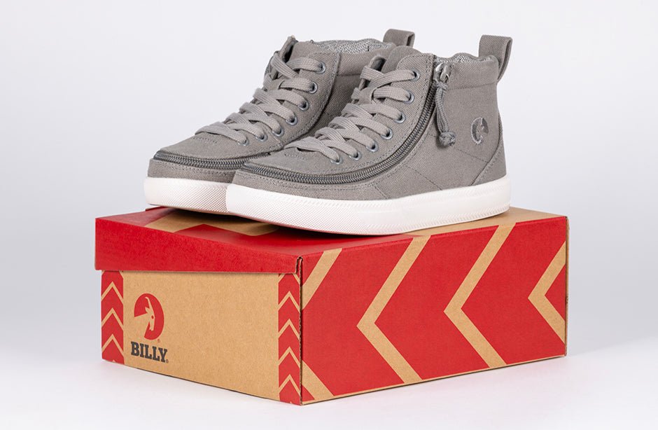 Dark Grey BILLY Classic D|R High Tops with adaptive widths, ideal shoes for diabetes, plantar fasciitis, bunions, and orthotics.