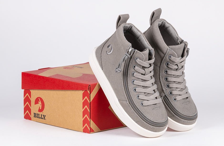 Dark Grey BILLY Classic D|R High Tops for diabetes, plantar fasciitis, bunions, wide feet, orthotics, and wheelchair use.