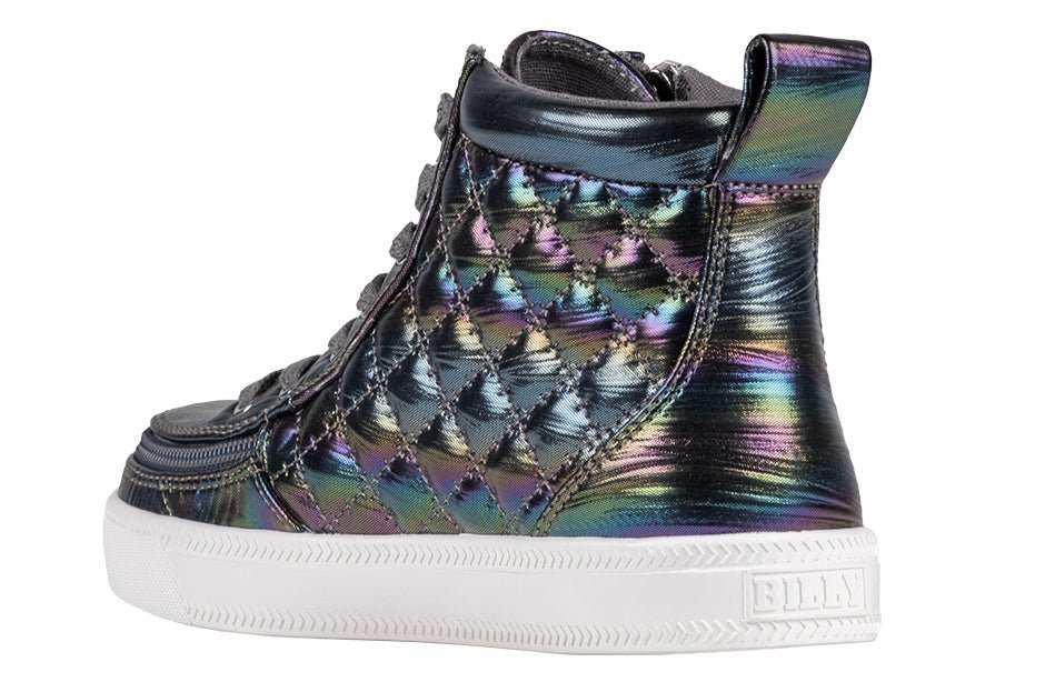 Graphite Rainbow BILLY Classic Quilt High Tops for kids, stylish shoes for diabetes, plantar fasciitis, bunions, and wheelchair use.