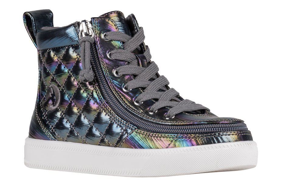 Graphite Rainbow BILLY Classic Quilt High Tops, ideal for shoes for diabetes, plantar fasciitis, bunions, wide feet, orthotics.
