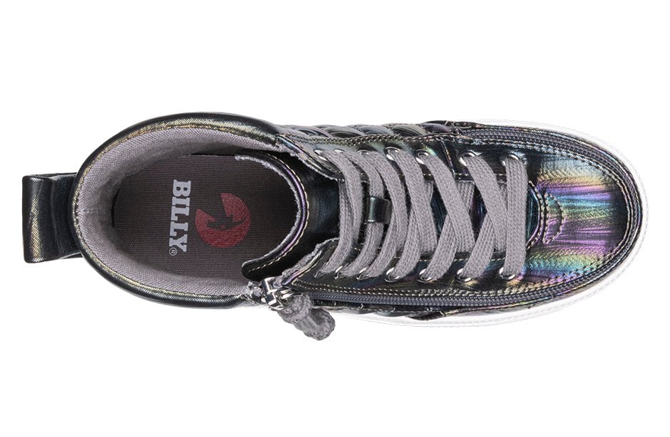 Top view of Graphite Rainbow BILLY Classic Quilt High Tops, ideal shoes for diabetes, plantar fasciitis, bunions, and wide feet.