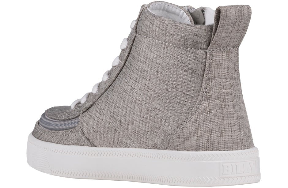 Side view of Grey Jersey BILLY Classic Lace Highs, ideal shoes for diabetes, plantar fasciitis, bunions, and orthotics.
