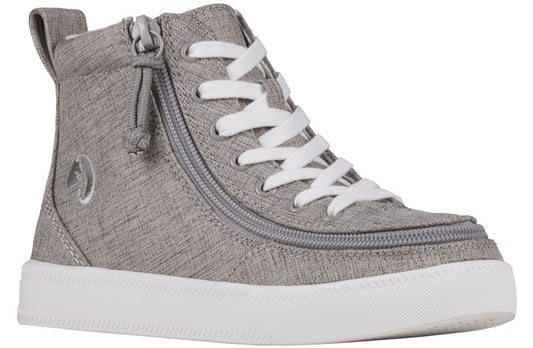 Grey Jersey BILLY Classic Lace Highs, ideal shoes for diabetes, plantar fasciitis, bunions, wide feet, and orthotic support.