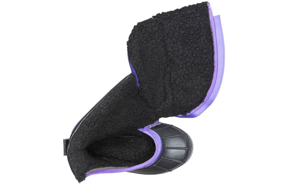 Inside view of Purple BILLY Ice Winter Boots featuring insulation for warmth, ideal for diabetes, plantar fasciitis, and wide feet.