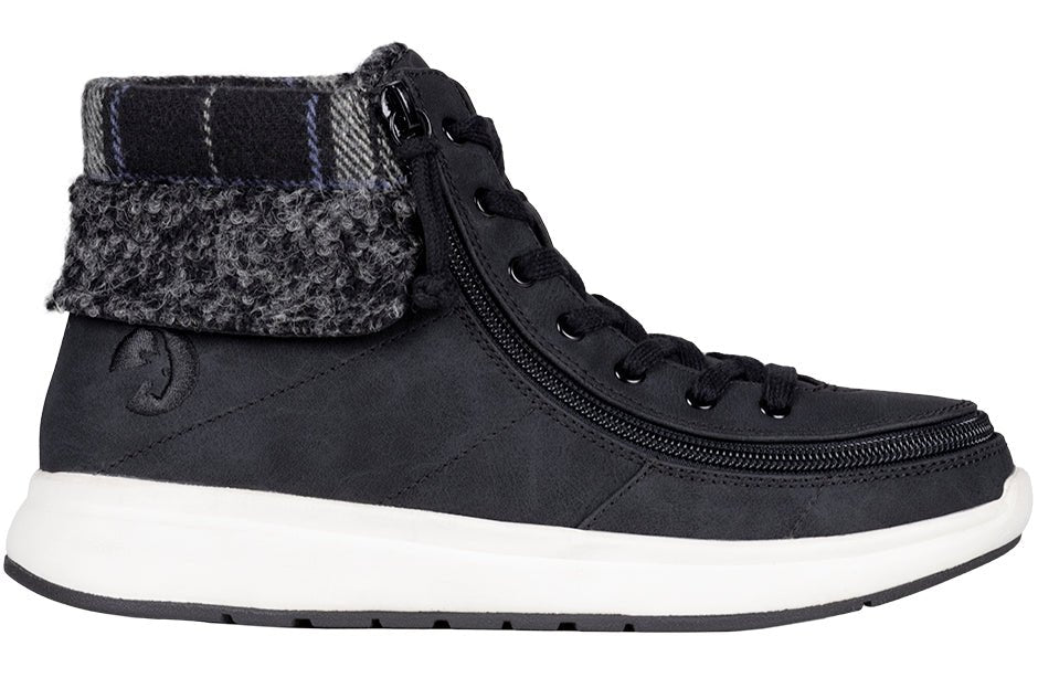 Women's Black BILLY Comfort Cuffs High Top Shoes, ideal for diabetes, plantar fasciitis, bunions, wide and extra wide feet.