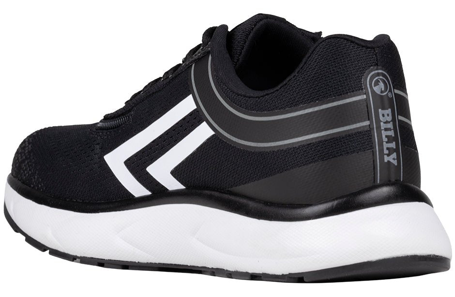Women's Black/White BILLY Sport Inclusion Too Sneakers with zipper for diabetes, plantar fasciitis, bunions, and orthotics support.