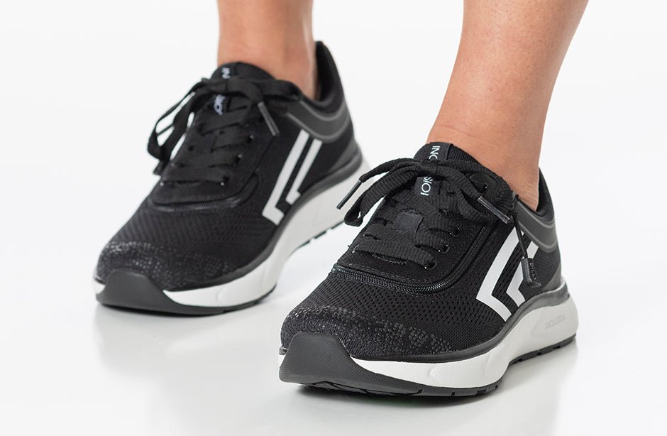 Women's Black/White Athletic Sneakers for Diabetics, Plantar Fasciitis, Wide Feet, Bunions, Wheelchair Use, Orthotics