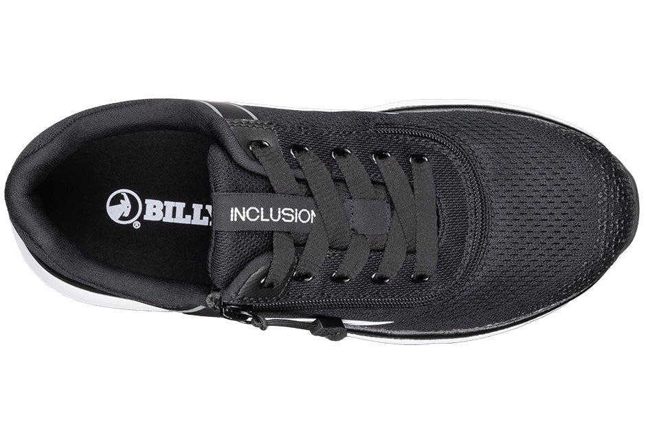Top view of Women's Black/White BILLY Sport Inclusion Too sneakers, ideal for diabetes, plantar fasciitis, bunions, and orthotics.