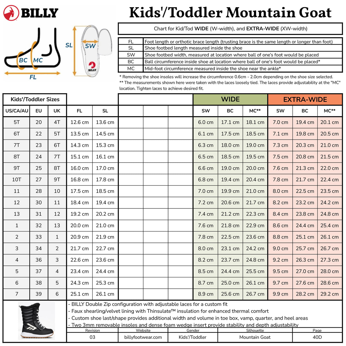 Black BILLY Mountain Goat Insulated Winter Boots -20C Rated
