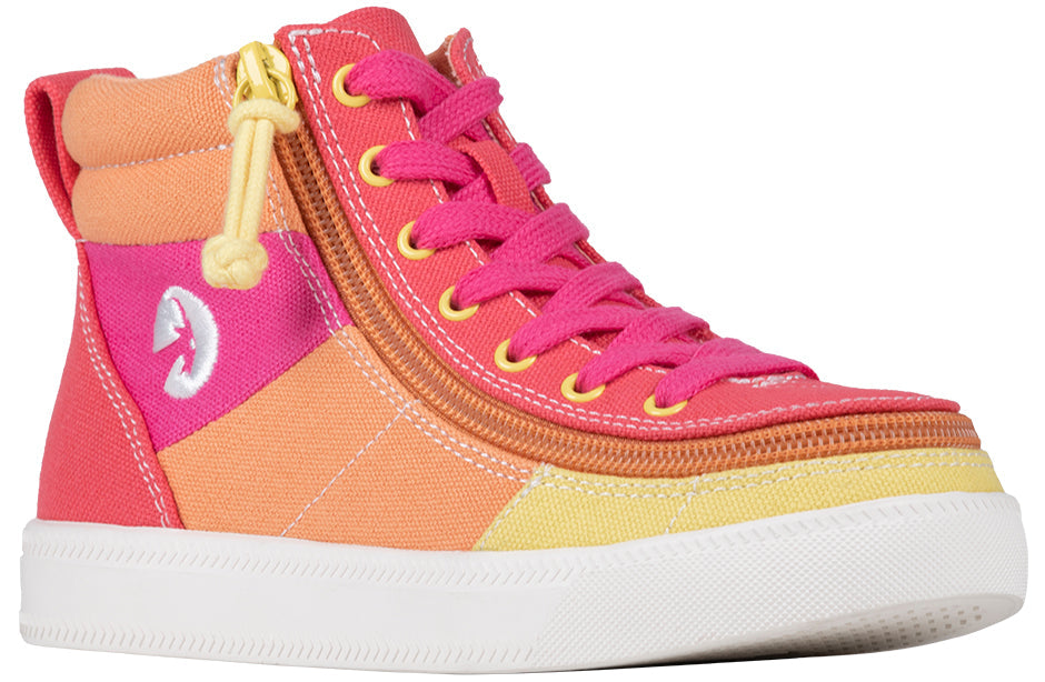 Sunset BILLY Street High Tops; colorblock sneaker with functional laces, wraparound zipper, ideal for diabetes, orthotics, wide feet.