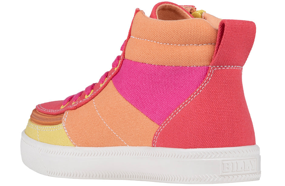 Sunset BILLY Street High Tops, colorblock design, sunset hues, ideal shoes for diabetes, plantar fasciitis, bunions, and orthotics.