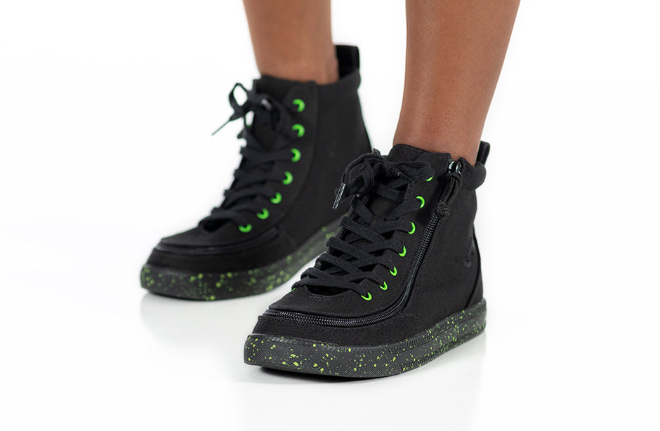 Black/Green Speckle BILLY Classic Lace High Tops