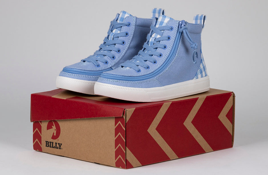 Blue Gingham BILLY Classic Lace High Tops BILLY Footwear® Canada