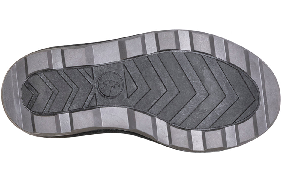 Tread pattern of BILLY Ice II Winter Boots, ideal for diabetic, plantar fasciitis, bunions, wide and extra wide feet, and orthotics.