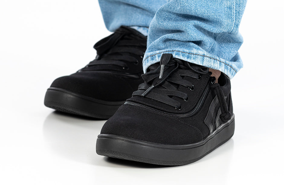 Men's Black BILLY CS Sneaker Low Tops, ideal shoes for diabetes, plantar fasciitis, and wide feet, featuring a convenient zipper.