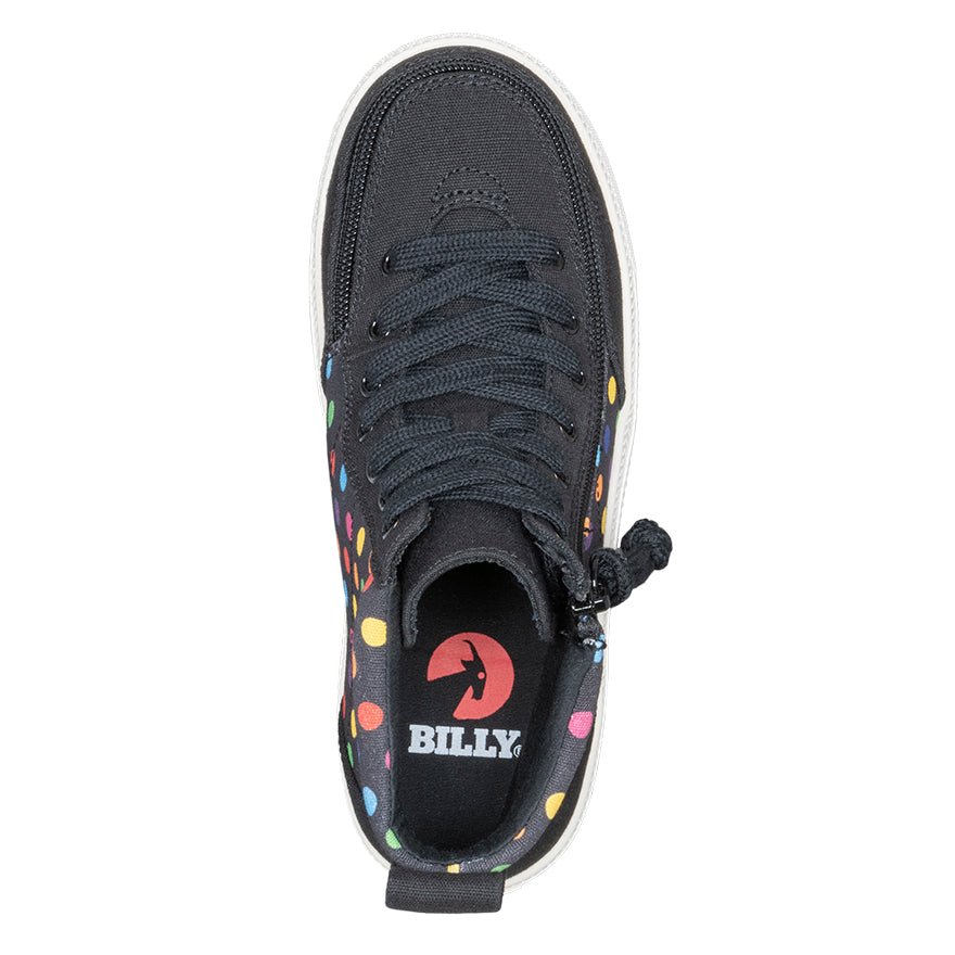Kid's Black Polka BILLY Classic Lace Highs - BILLY Footwear® Canada