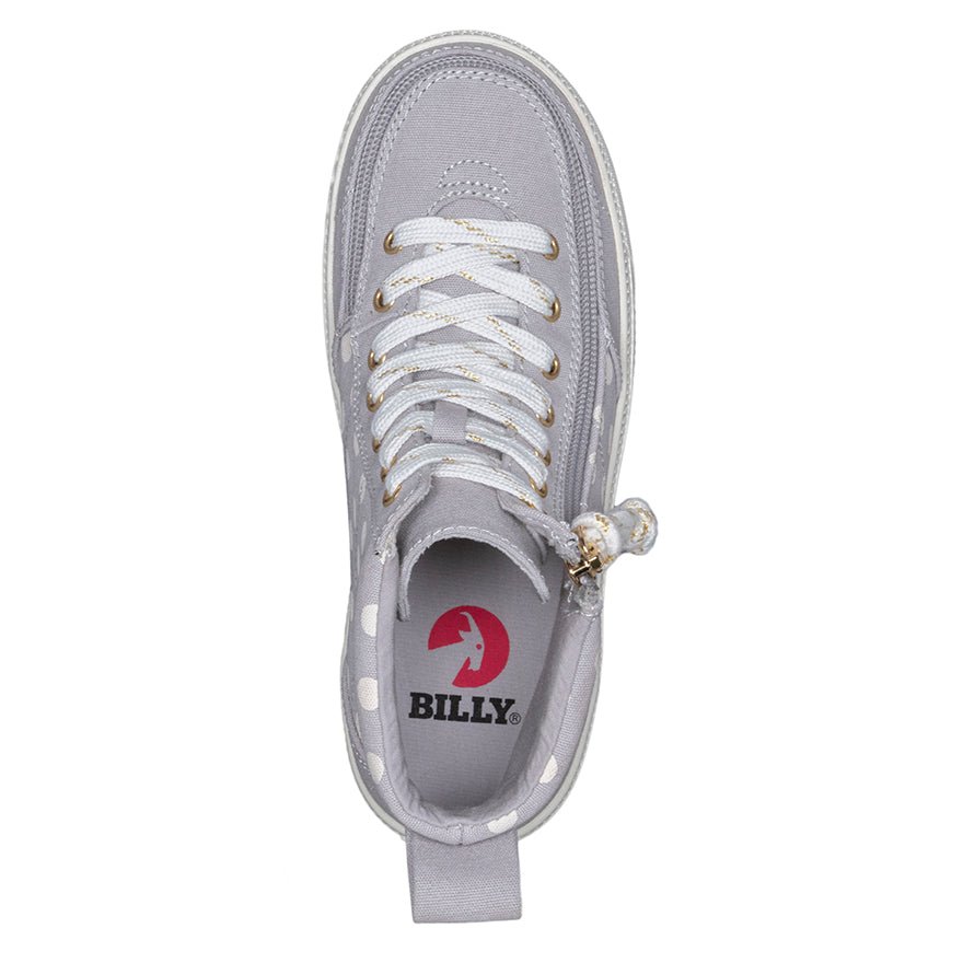 Kid's Grey Polka BILLY Classic Lace Highs - BILLY Footwear® Canada