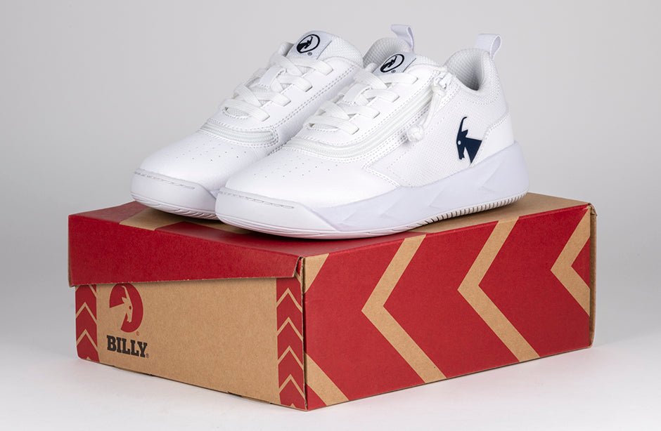 White/Navy BILLY Sport Court Athletic Sneakers - BILLY Footwear® Canada