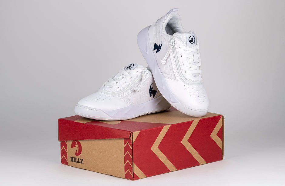 White/Navy BILLY Sport Court Athletic Sneakers - BILLY Footwear® Canada